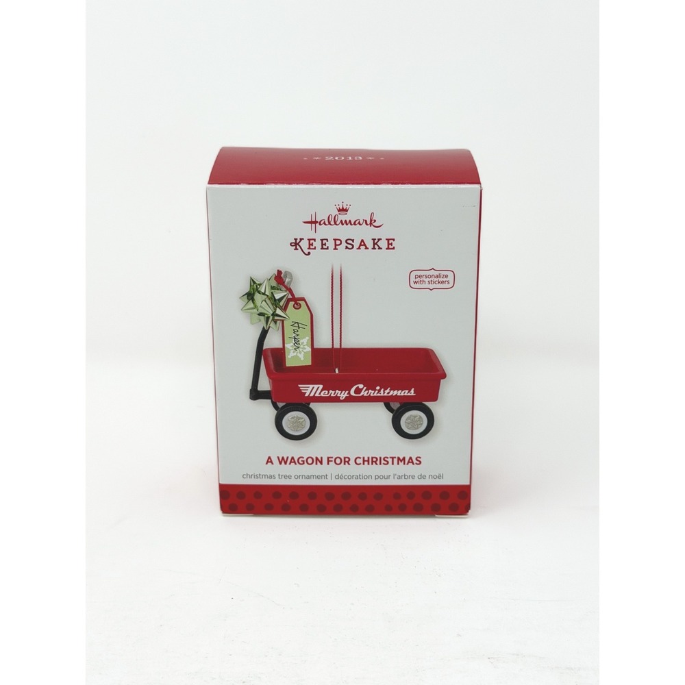 Hallmark Keepsake A Wagon for Christmas Ornament 2013 Red Wagon Box Stickers